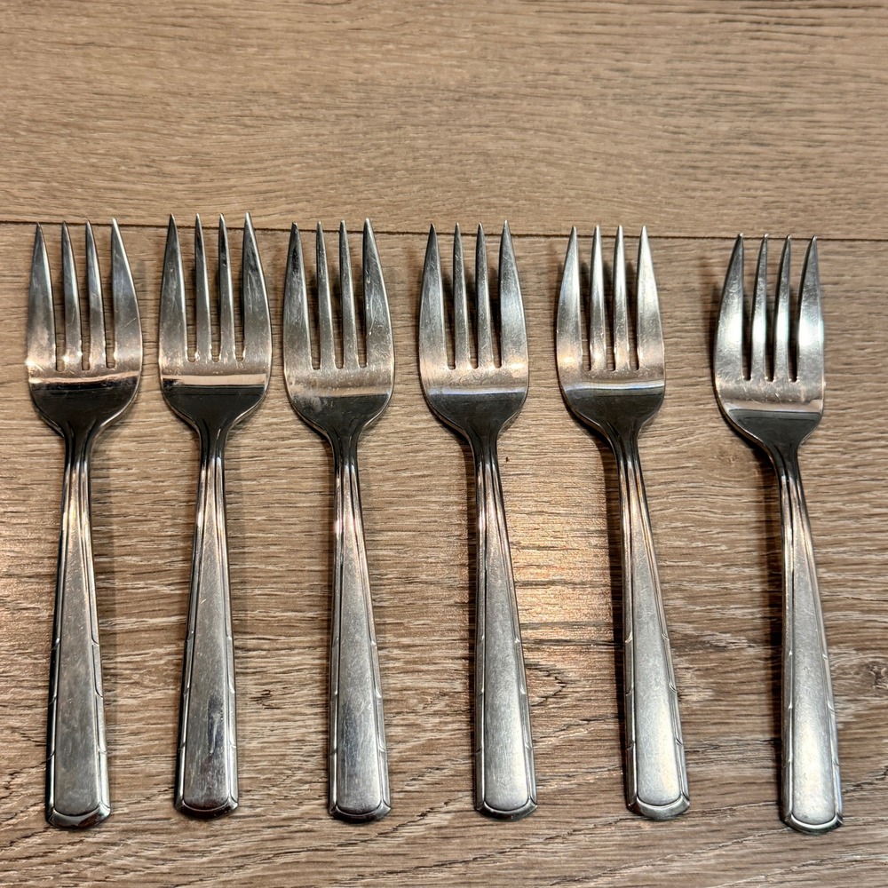 Lot‎ of 6 Vintage Stainless Steel Salad Forks Imperial Lady Duff Silverware